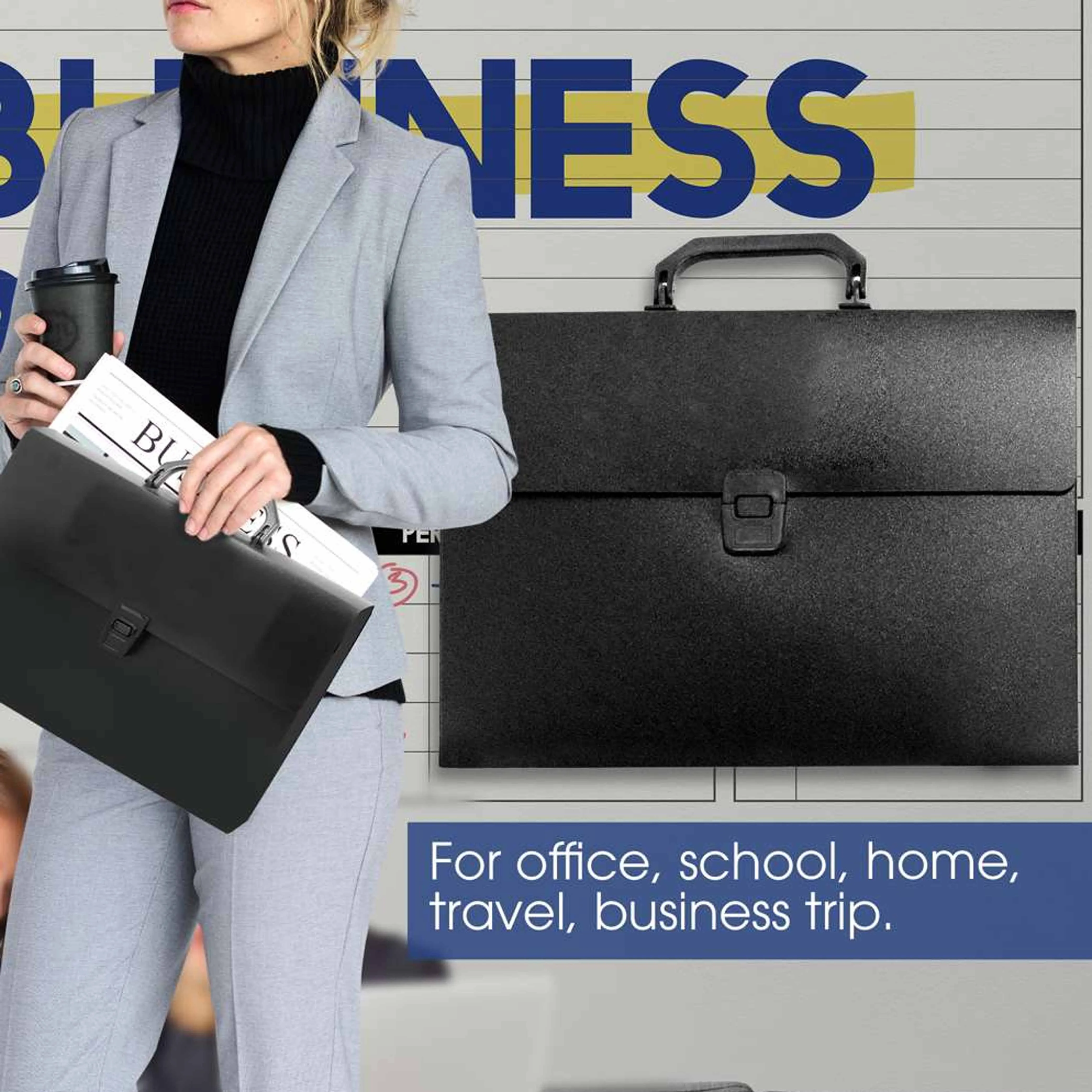 2 Pc Document Case Holder Handle Letter Size Paper Organizer Briefcase Portfolio