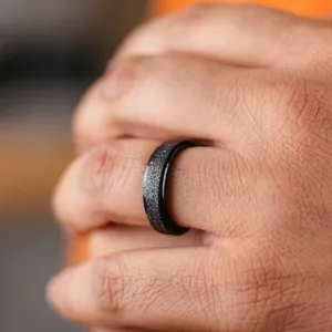 6mm Mens Black Rotatable Spinner Stainless Steel Promise Ring