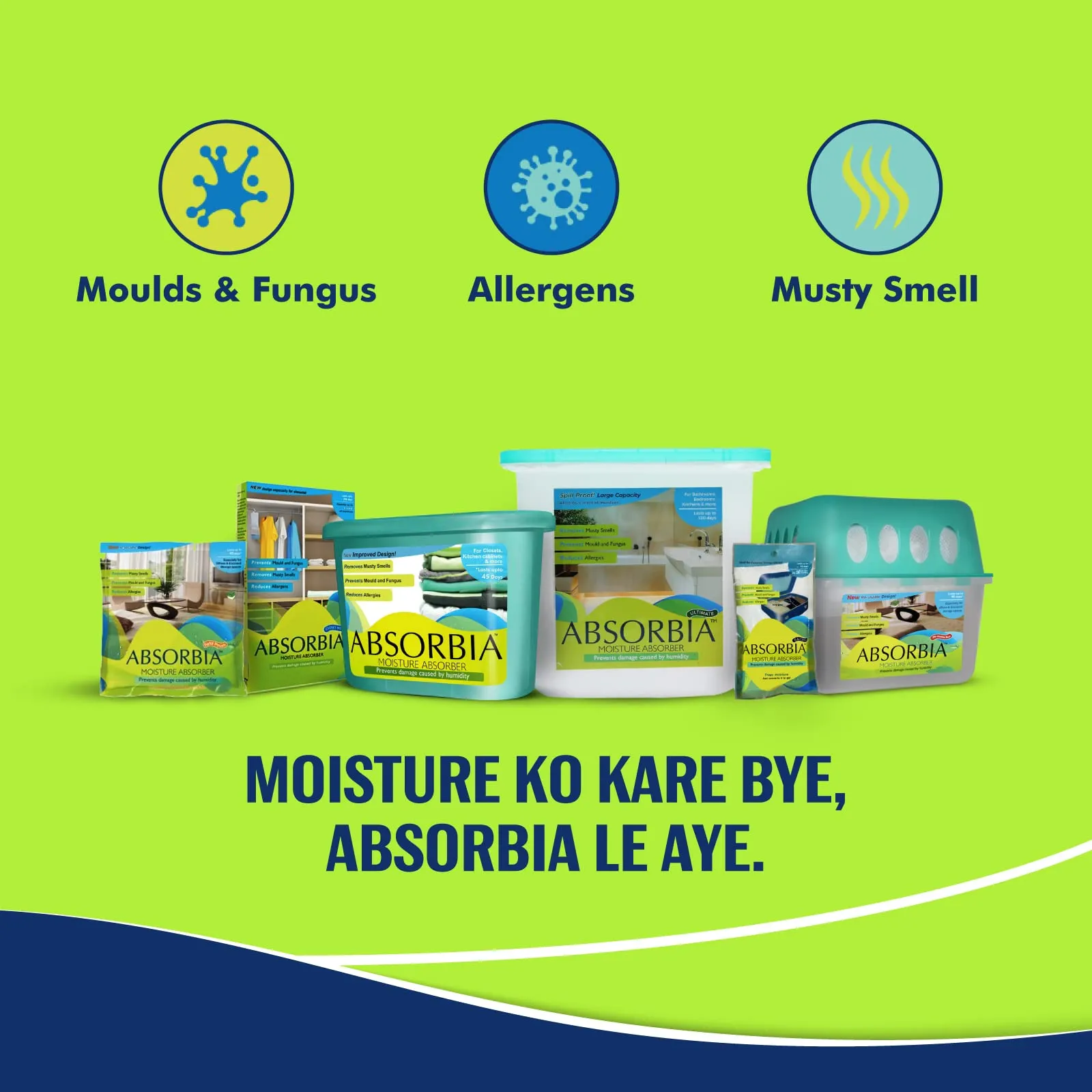 Absorbia Moisture Absorber | Absorbia Sachet(100gms X6 Sachet) - Season Pack of 6 |Absorption Capacity 200ml Each Sachet | Dehumidier for Bags, Suitcases & Drawers | Fights Moisture,Musty smells etc