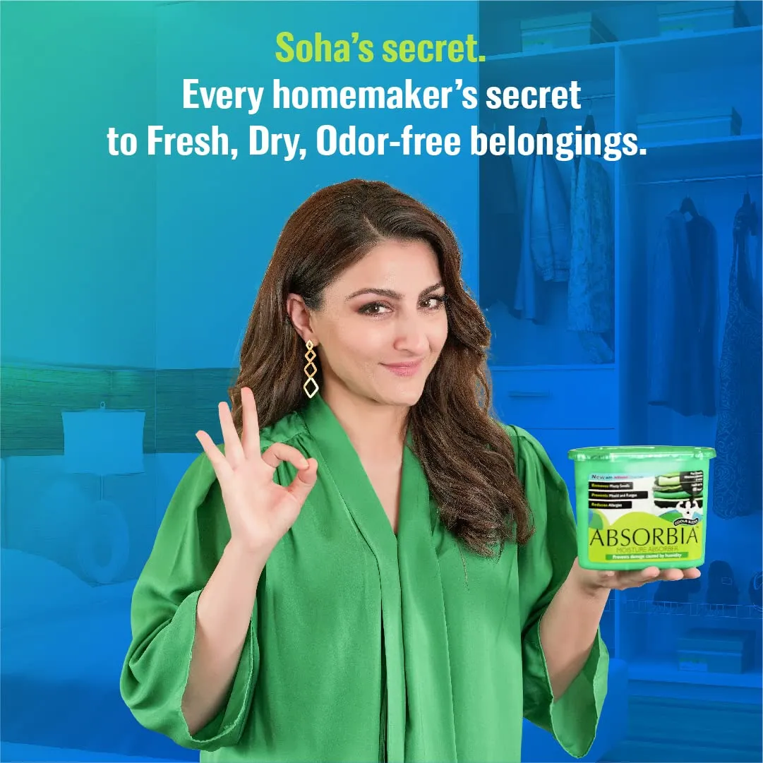 Absorbia Moisture Absorber | Absorbia Sachet(100gms X6 Sachet) - Season Pack of 6 |Absorption Capacity 200ml Each Sachet | Dehumidier for Bags, Suitcases & Drawers | Fights Moisture,Musty smells etc