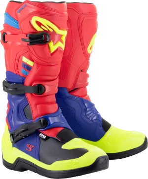 ALPINESTARS Tech 3 Boots - Red/Blue/Yellow Fluorescent - US 11 2013018-3375-11 ALPINESTARS Tech 3 Boots - Red/Blue/Yellow Fluorescent - US 11 2013018-3375-11