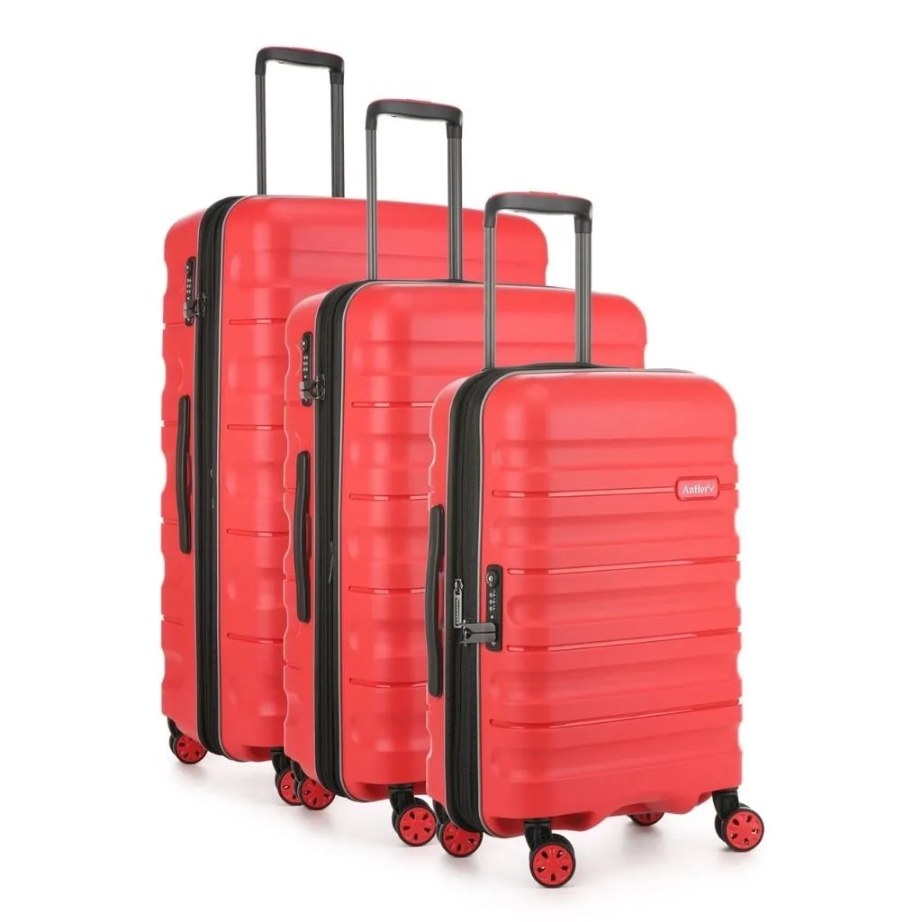 Antler Lincoln Hardsided Luggage 3 Piece Set - Red