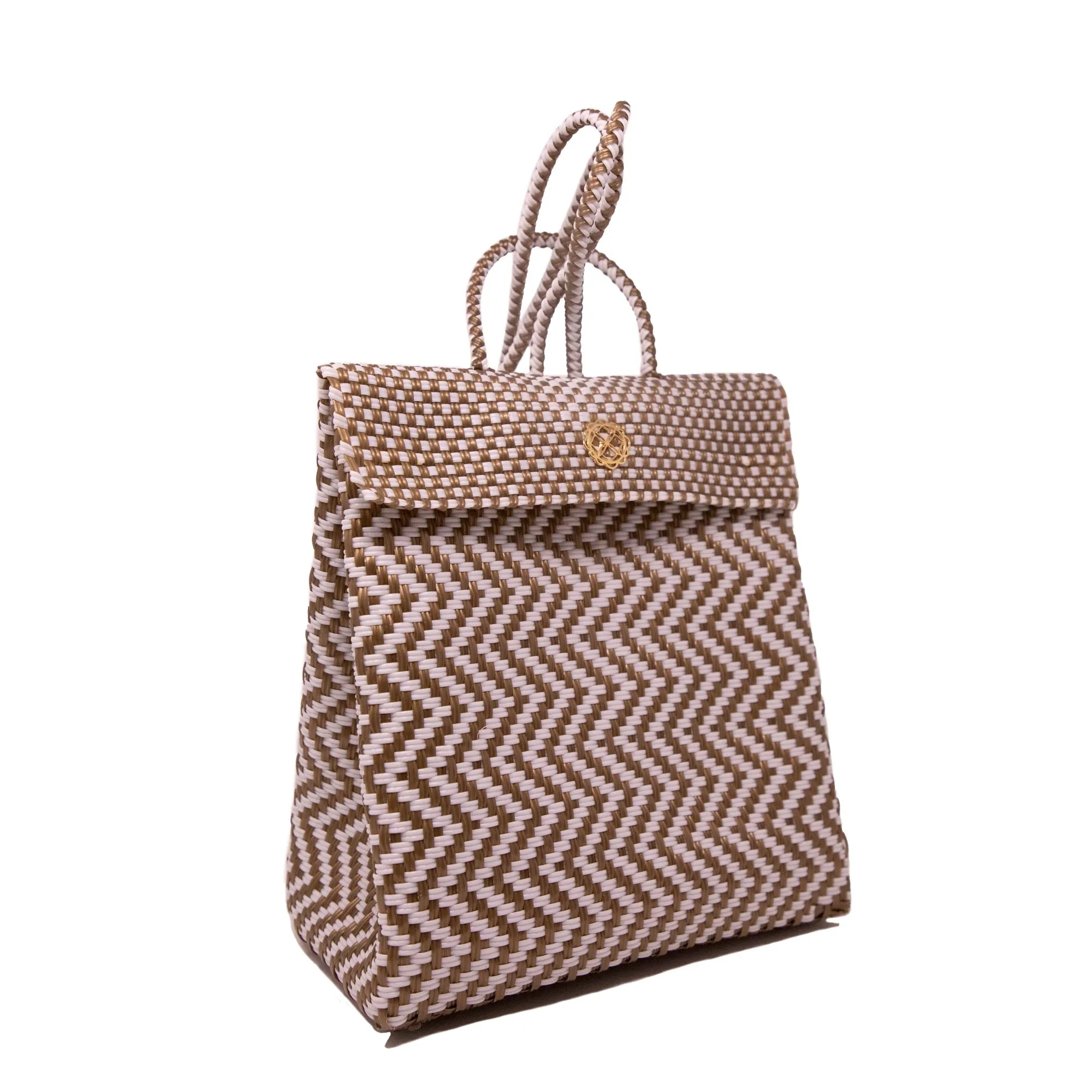 Backpack White Gold Chevron