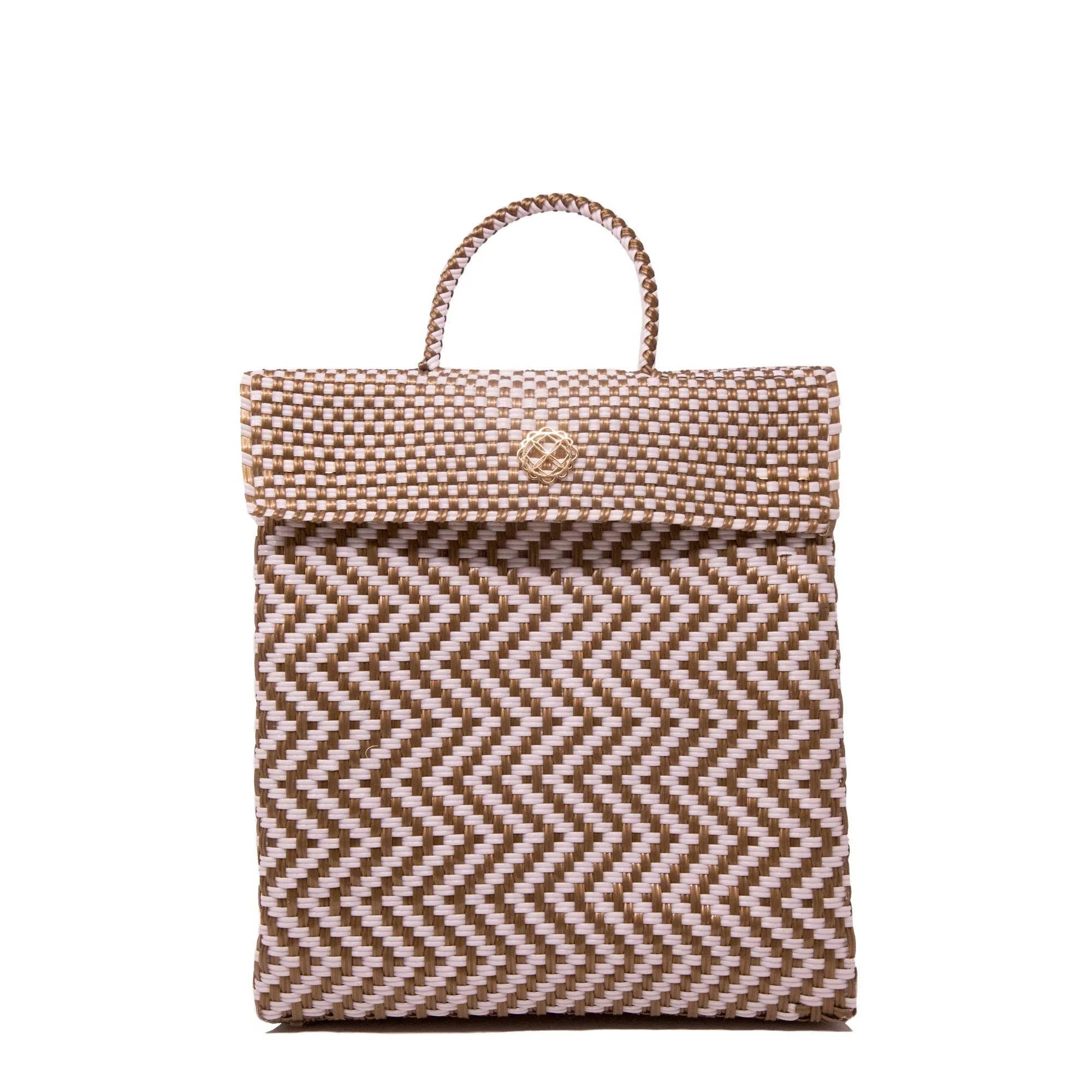 Backpack White Gold Chevron