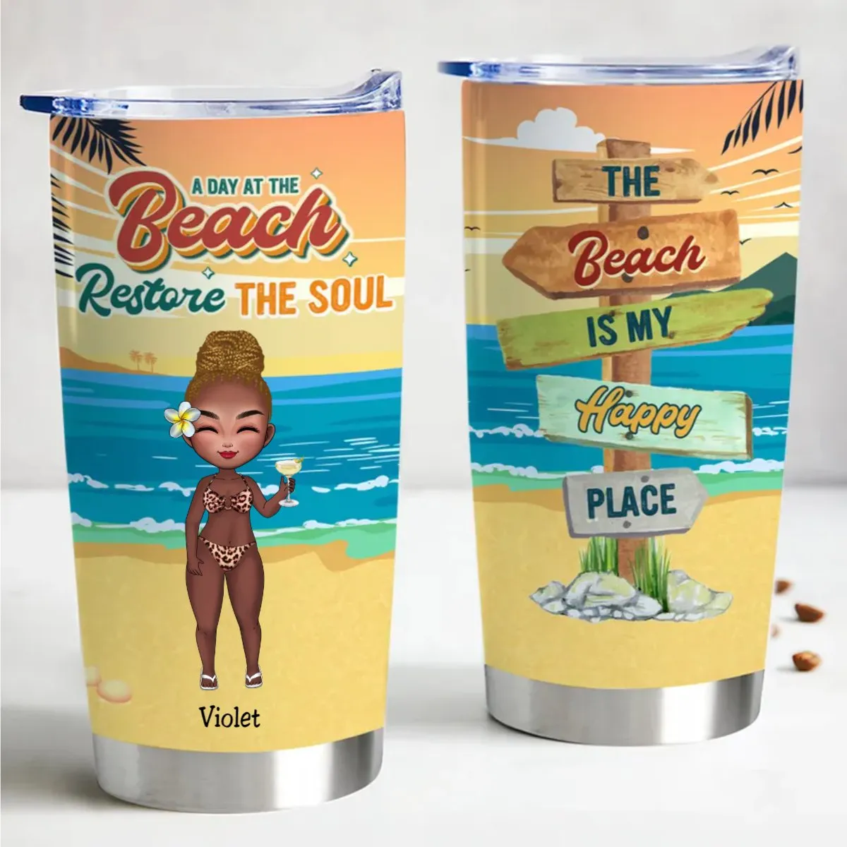 Beach Vibes 20oz Personalized Tumbler - Stay Refreshed On The Go