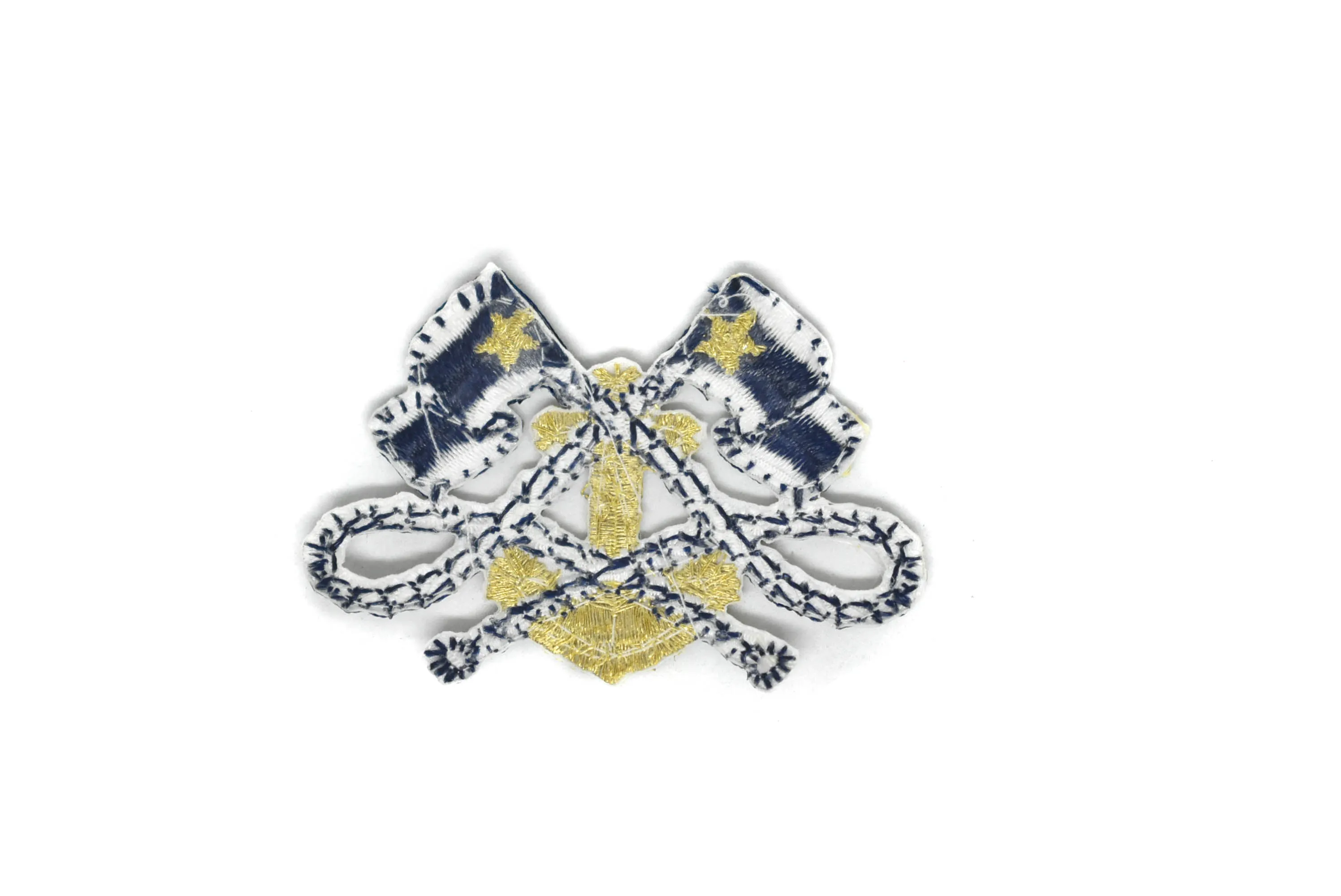 Blue and White Iron-on Patch with Flag and Anchor- 1 Piece
