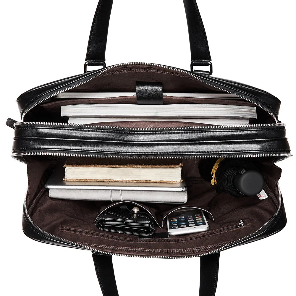 BOSTANTEN Leather Laptop Briefcase Best Work Bags Computer Bag for Men Black