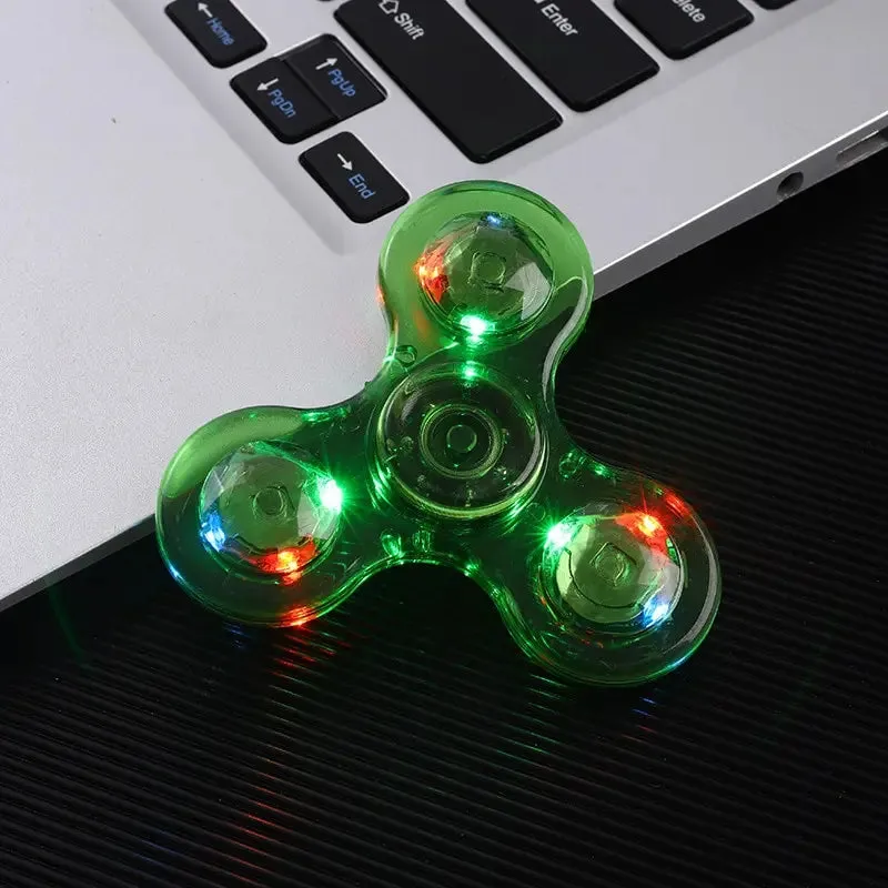 Colourful Transparent Gyro Fingertip with Light for Stress Relief Toy