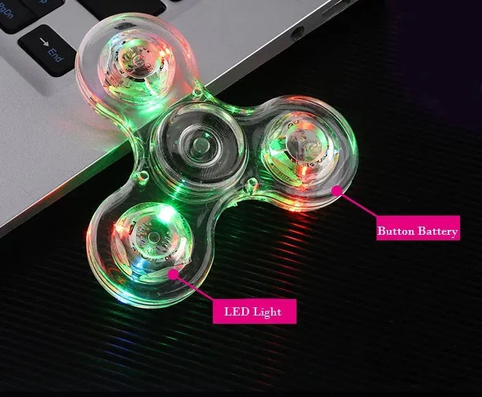 Colourful Transparent Gyro Fingertip with Light for Stress Relief Toy