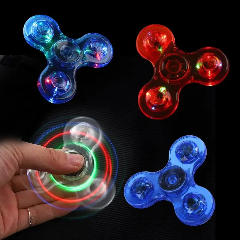 Colourful Transparent Gyro Fingertip with Light for Stress Relief Toy