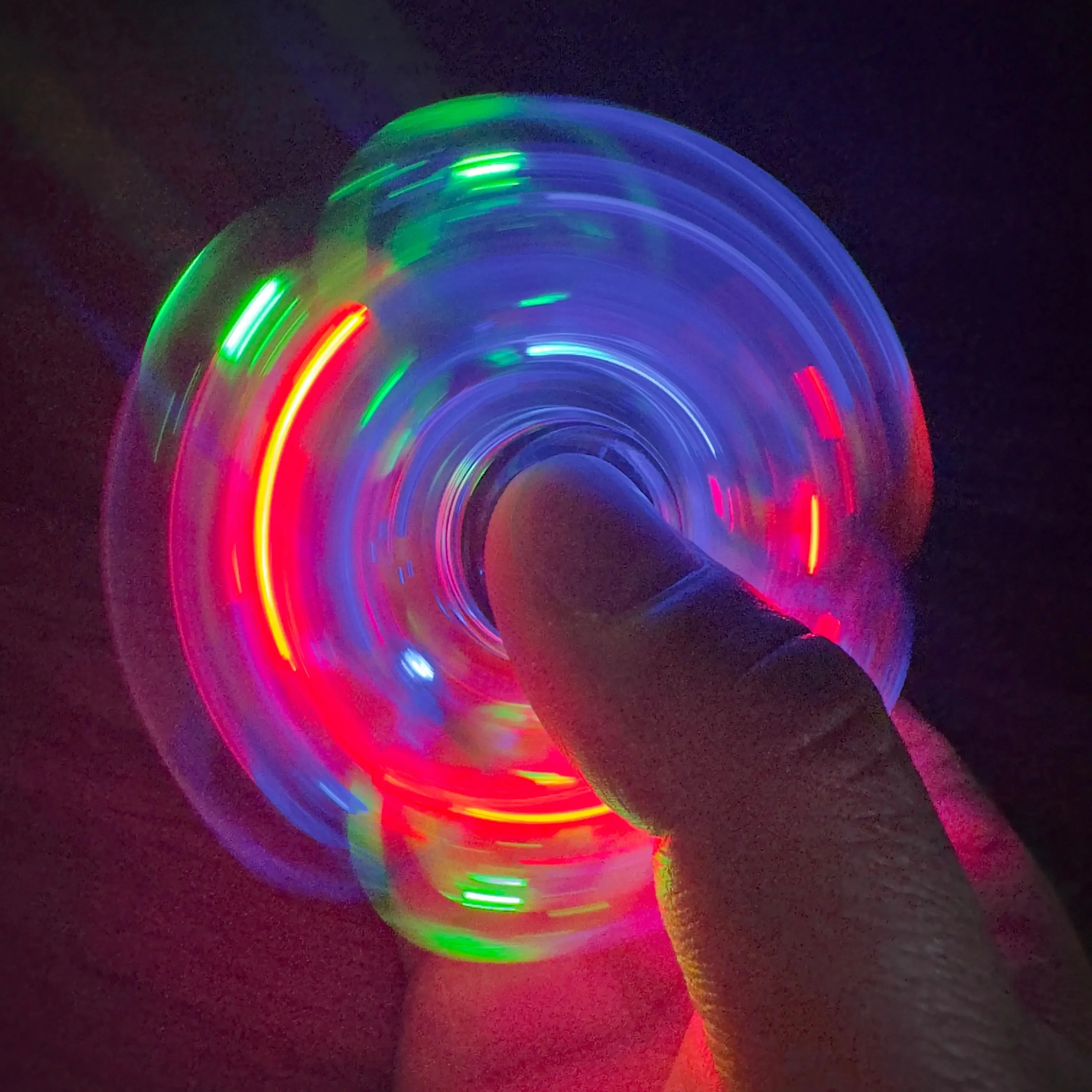 Colourful Transparent Gyro Fingertip with Light for Stress Relief Toy