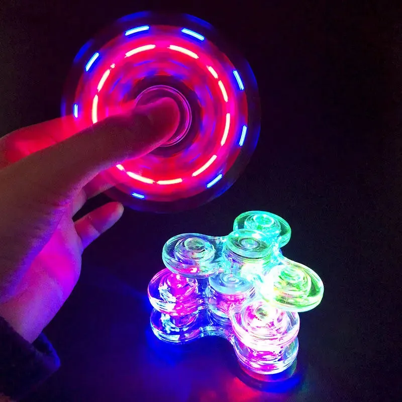 Colourful Transparent Gyro Fingertip with Light for Stress Relief Toy