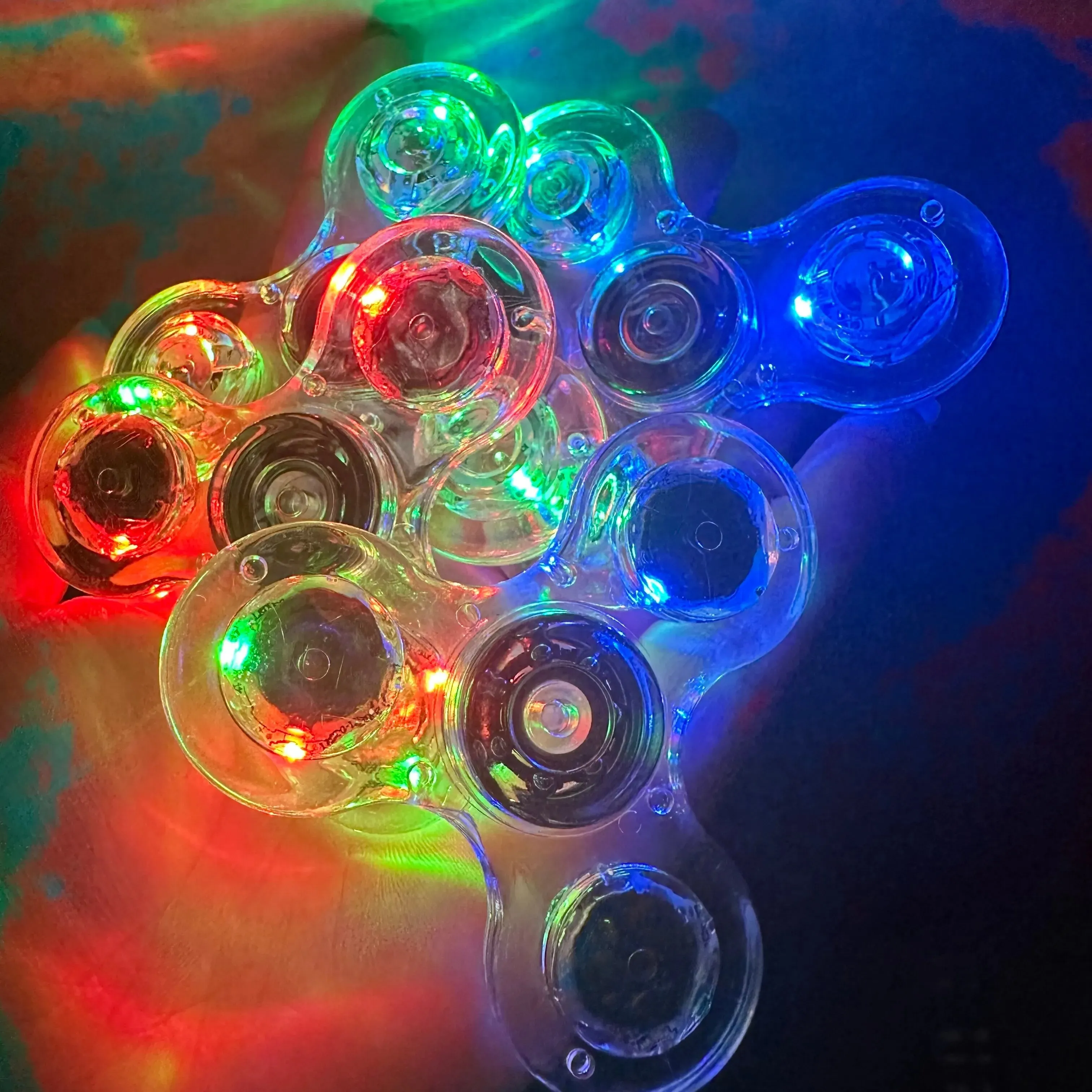 Colourful Transparent Gyro Fingertip with Light for Stress Relief Toy