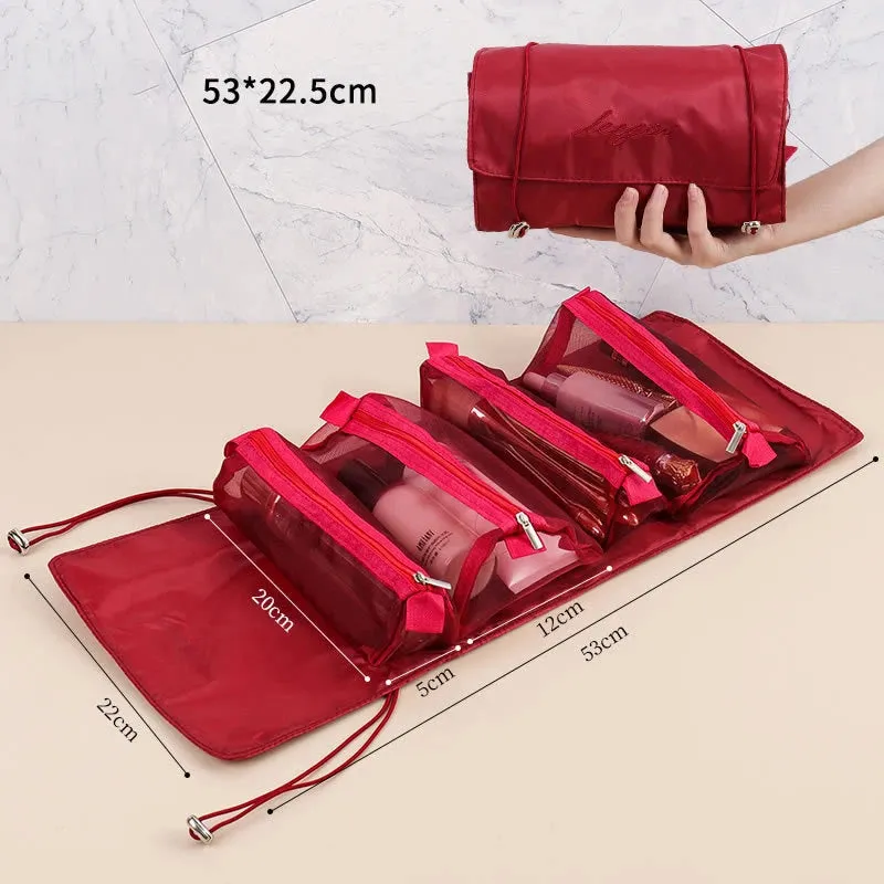 Cosmetic Bags For Women Elegant PU Leather Make Up Pouch Travel Toiletries Organizer Storage Hangbag Korean Carry-on Makeup Tote