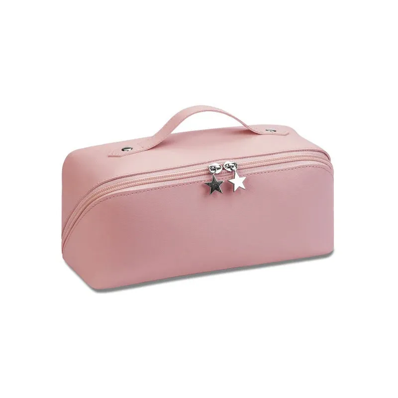 Cosmetic Bags For Women Elegant PU Leather Make Up Pouch Travel Toiletries Organizer Storage Hangbag Korean Carry-on Makeup Tote