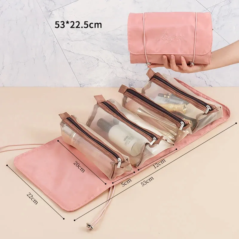 Cosmetic Bags For Women Elegant PU Leather Make Up Pouch Travel Toiletries Organizer Storage Hangbag Korean Carry-on Makeup Tote