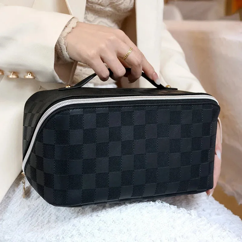 Cosmetic Bags For Women Elegant PU Leather Make Up Pouch Travel Toiletries Organizer Storage Hangbag Korean Carry-on Makeup Tote