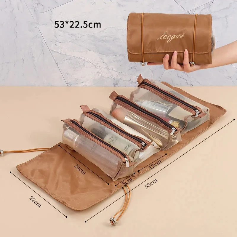Cosmetic Bags For Women Elegant PU Leather Make Up Pouch Travel Toiletries Organizer Storage Hangbag Korean Carry-on Makeup Tote