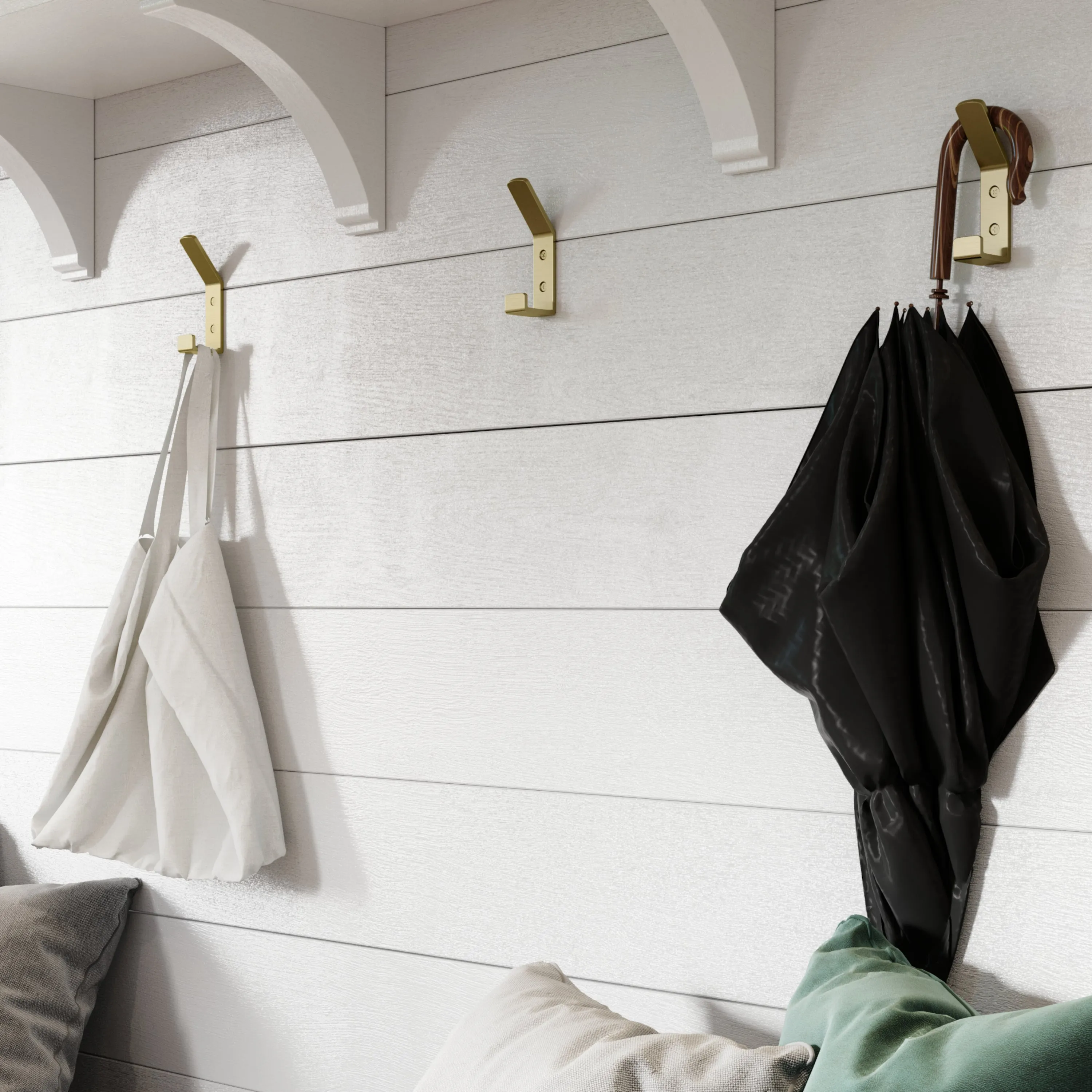 [Double Hook BR2402] Brass Modern Industrial Wall Hook (1.7 Inch)