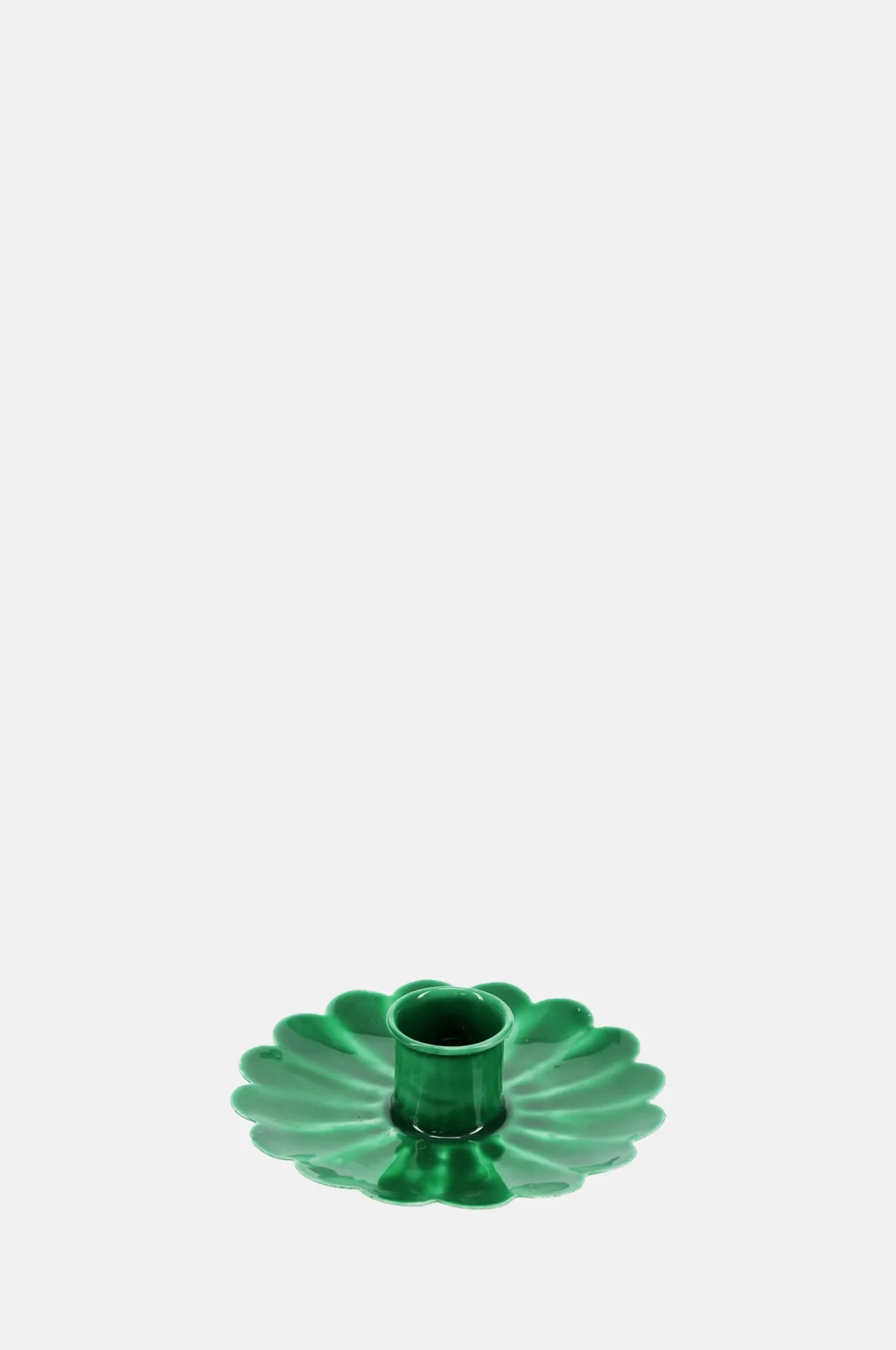 Enamel Flat Flower Candle Holder Dark Green
