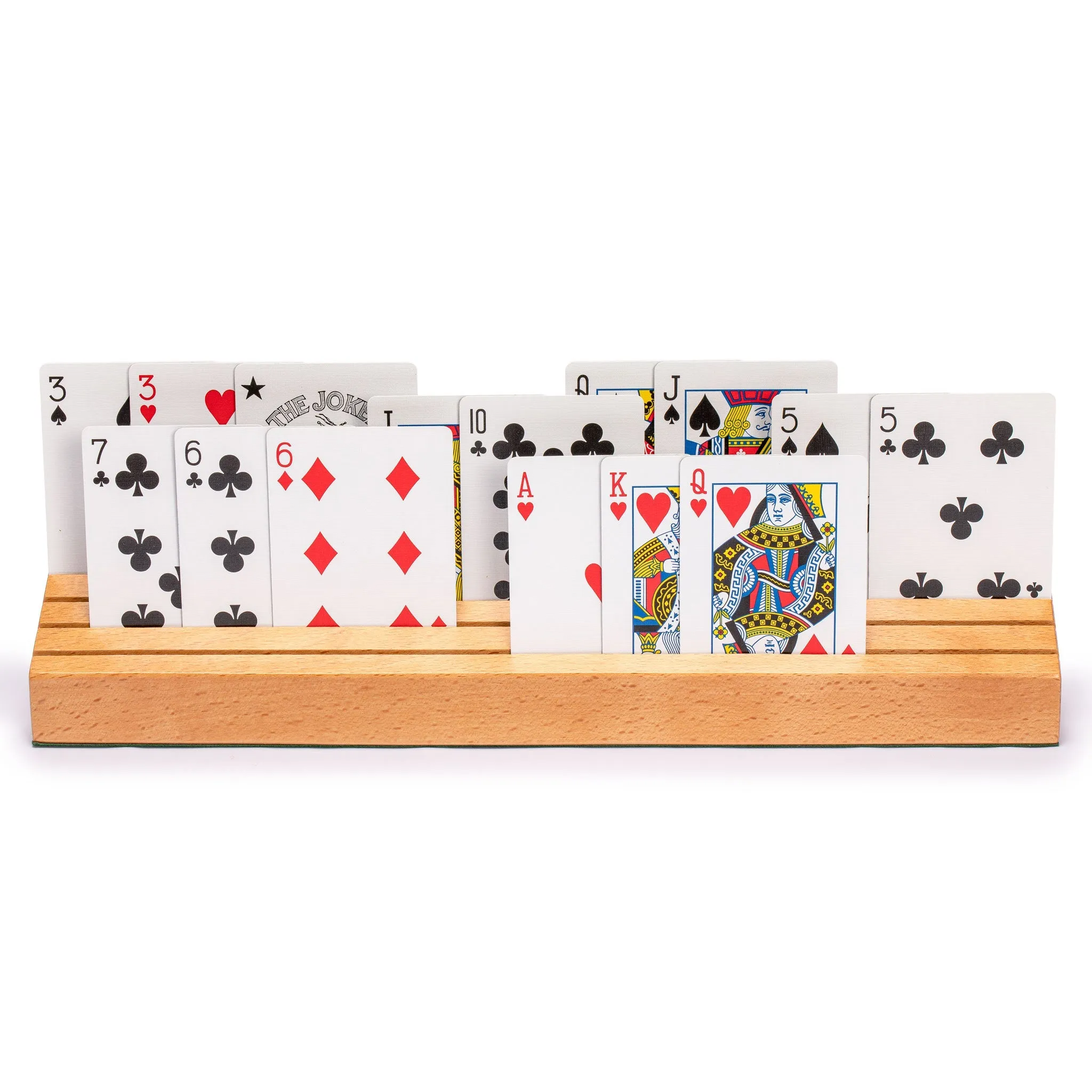 Extra-Wide Solid Beechwood Playing Card Holders - Set of 2