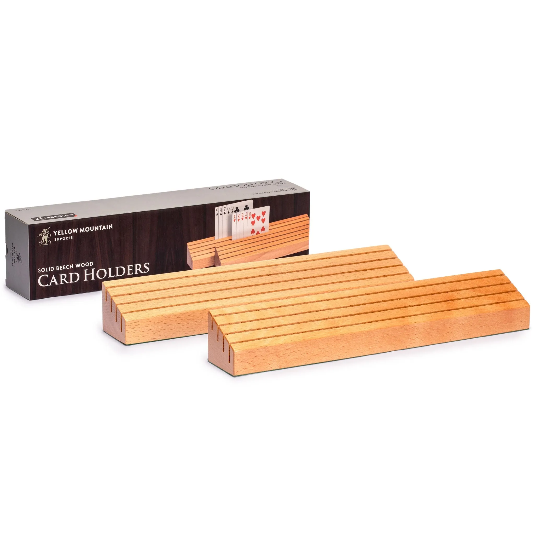 Extra-Wide Solid Beechwood Playing Card Holders - Set of 2
