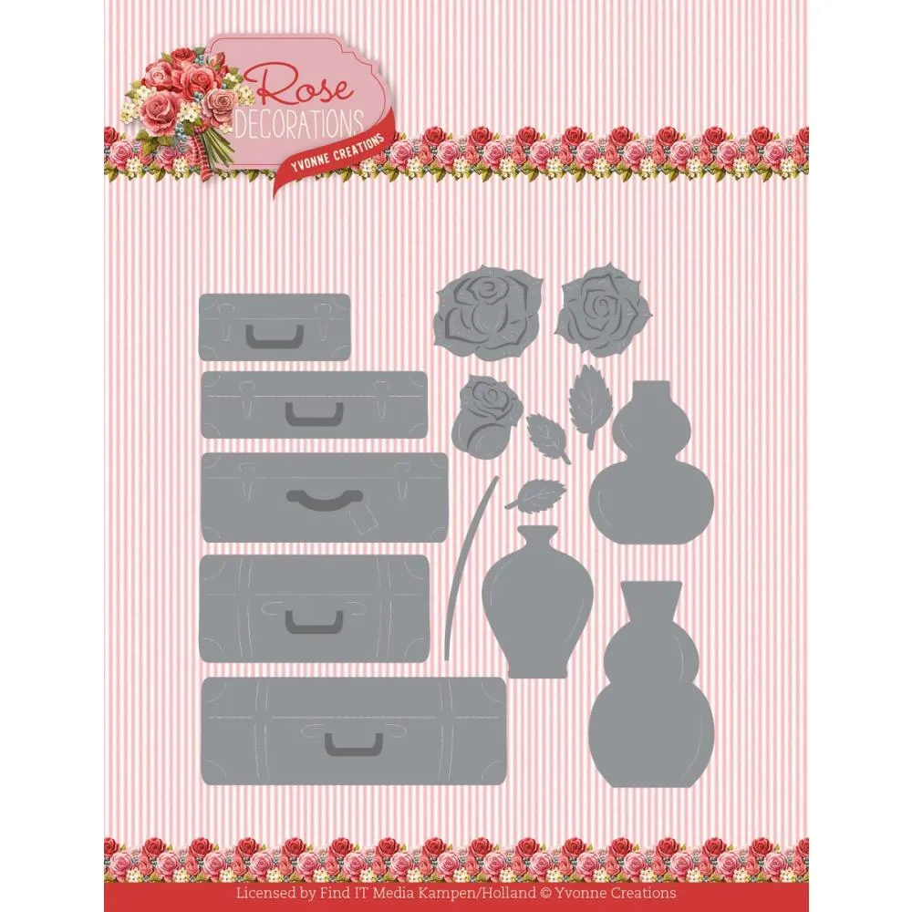 Find It Trading Yvonne Creations Die Roses And Suitcases, Rose Decorations