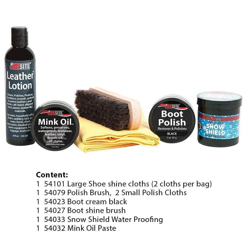 FootMatters Red Cedar Boot and Shoe Care Shine Kit - Brush, Mink Oil, Waterproof Paste, Polish