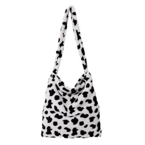 Furry Cow Print Bag