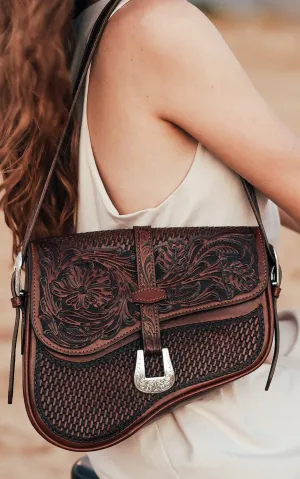Genuine Hand-tooled leather Saddle Bag "KELLY"