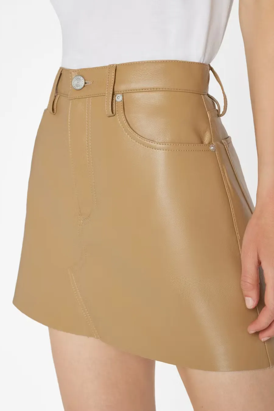 High 'N' Tight Recycled Leather Skirt Camel