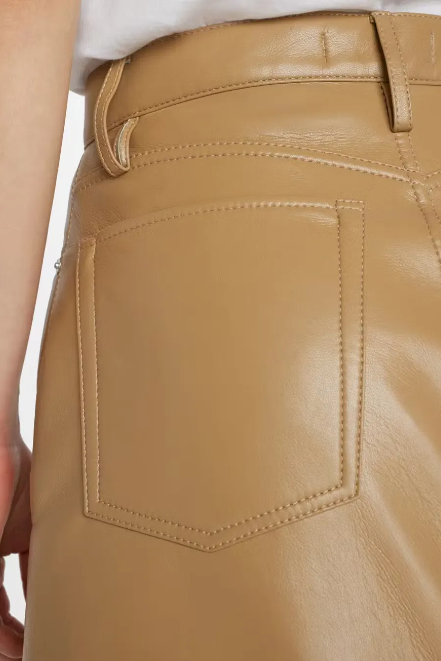 High 'N' Tight Recycled Leather Skirt Camel