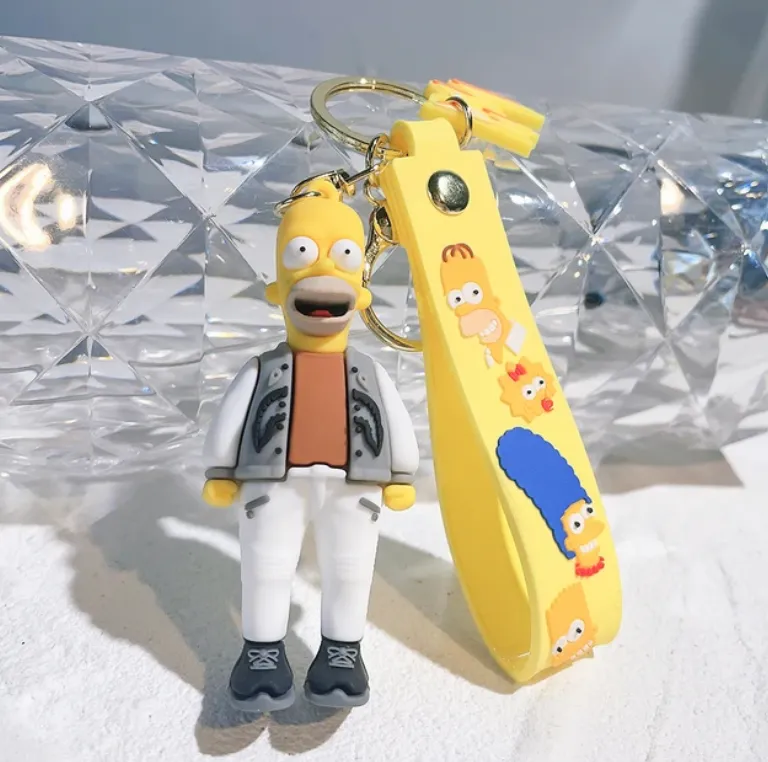 Homer Simpson 3D Rubber Keychain Keyring for Backpacks Car/House Keys