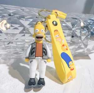 Homer Simpson 3D Rubber Keychain Keyring for Backpacks Car/House Keys
