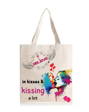 I Believe in Kisses Daily Thaila -  Canvas Reusable Bags