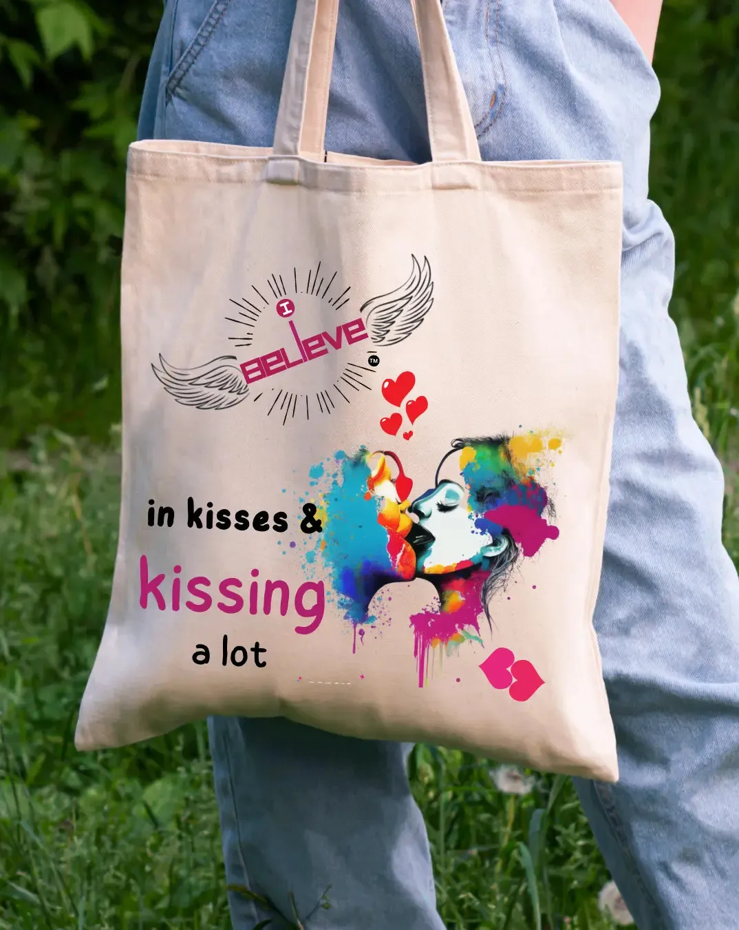 I Believe in Kisses Daily Thaila -  Canvas Reusable Bags
