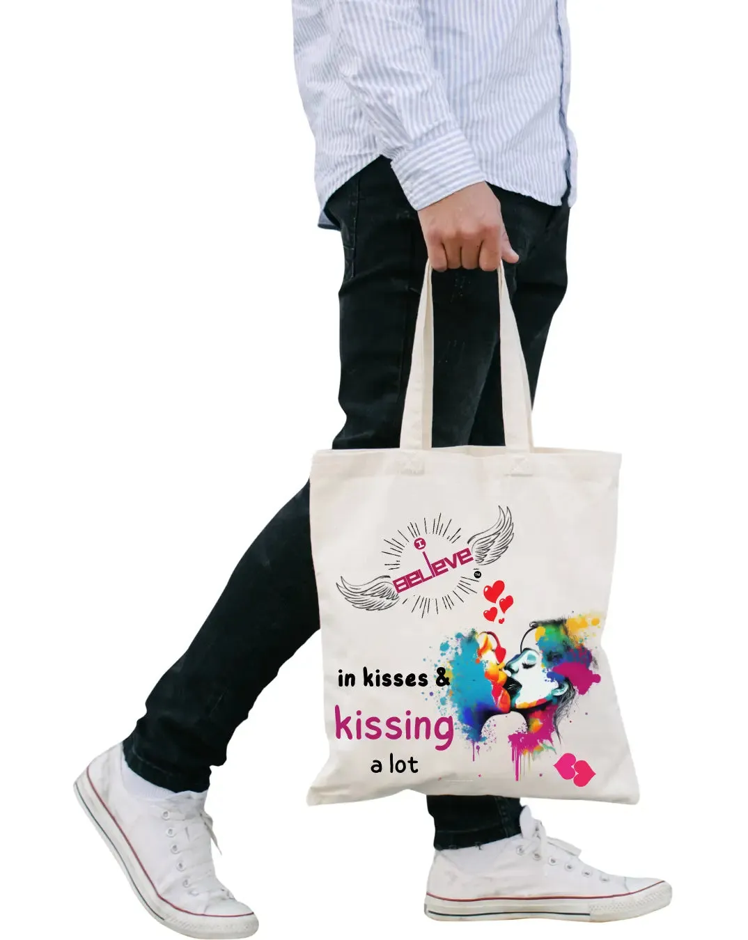 I Believe in Kisses Daily Thaila -  Canvas Reusable Bags