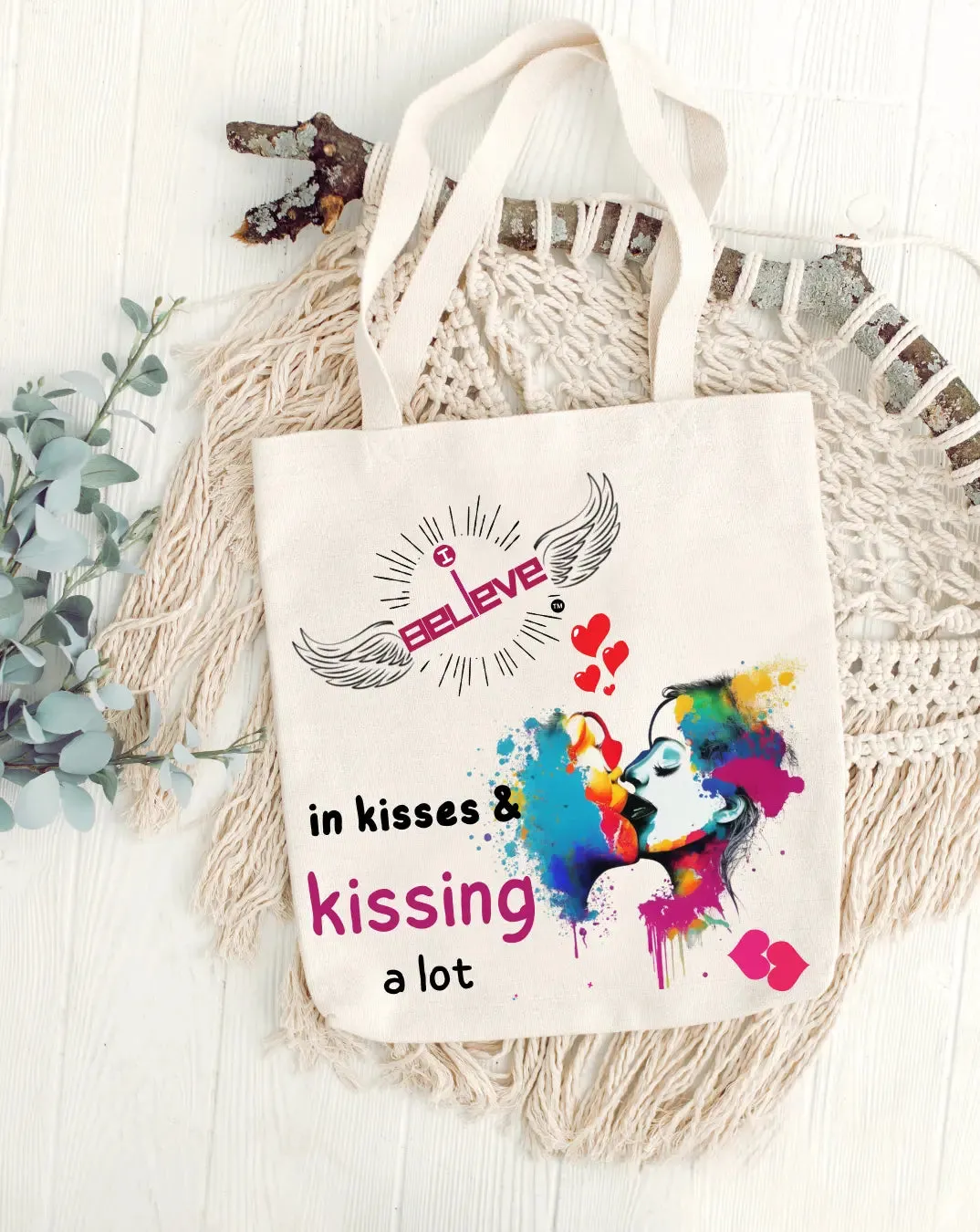 I Believe in Kisses Daily Thaila -  Canvas Reusable Bags
