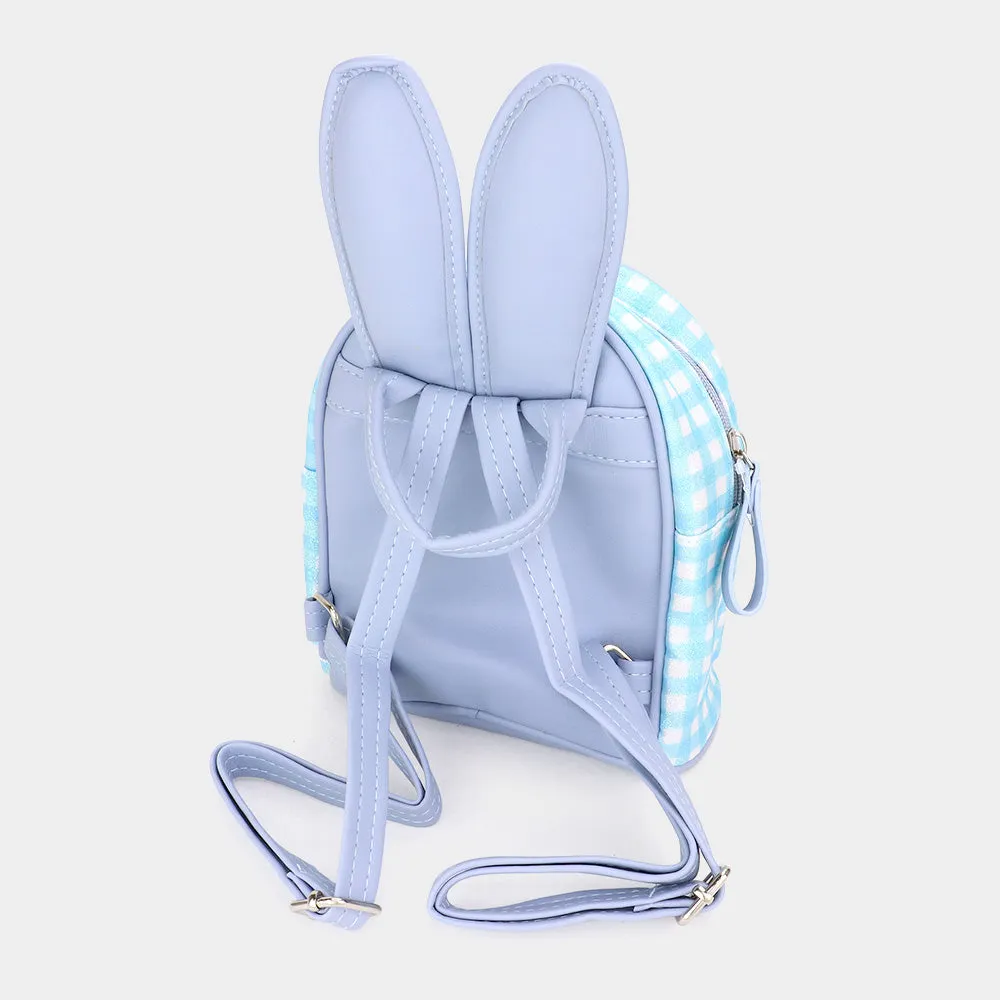iLLASPARKZ Glittered Check Patterned Bunny Mini Backpack Bag