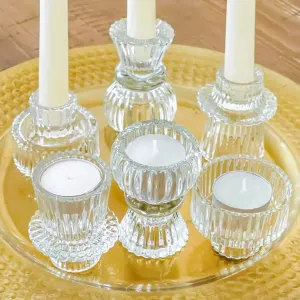 Kate Aspen Ribbed Candlestick/Tealight Holders Kate Aspen Ribbed Candlestick/Tealight Holders