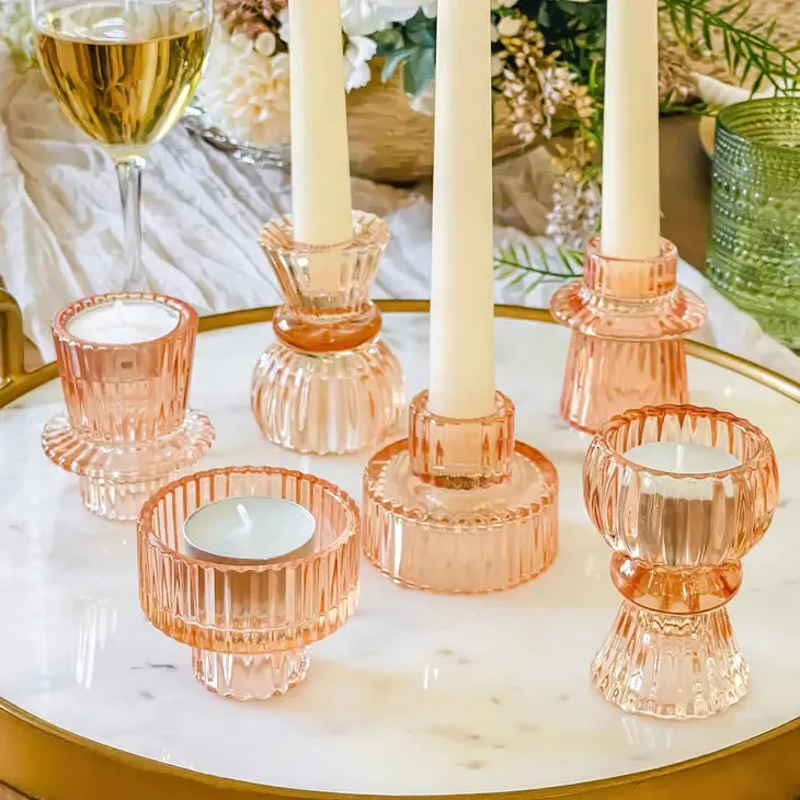 Kate Aspen Ribbed Candlestick/Tealight Holders