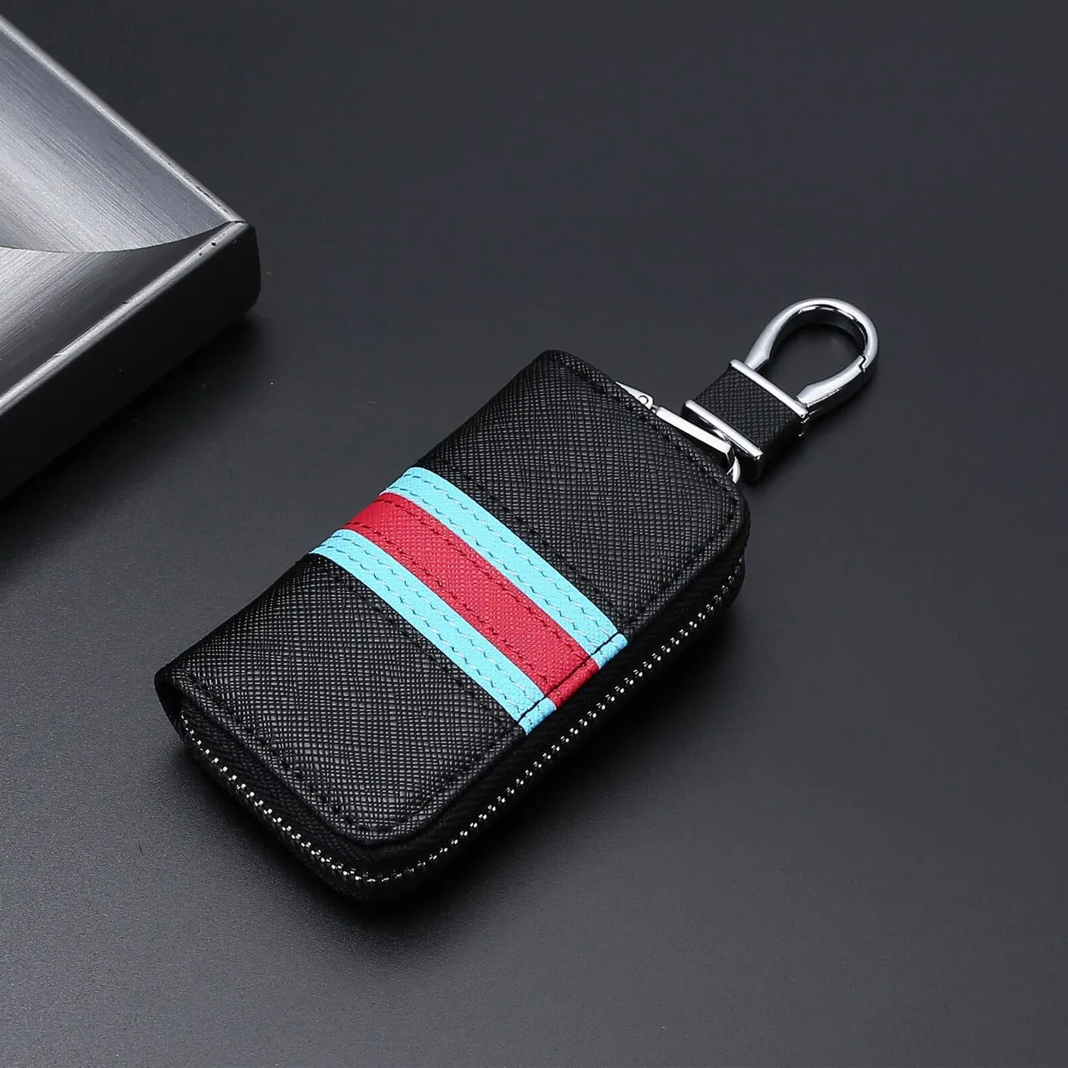 Kuber Industries Key Case|Keychain/Keyring/Key Tag|Car Key Clip, Key Holder, Key Organizer-Pack of 2 (Black)