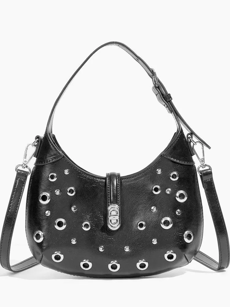Ladies Trendy Punk Silver Stud Shoulder Bags SKOB055