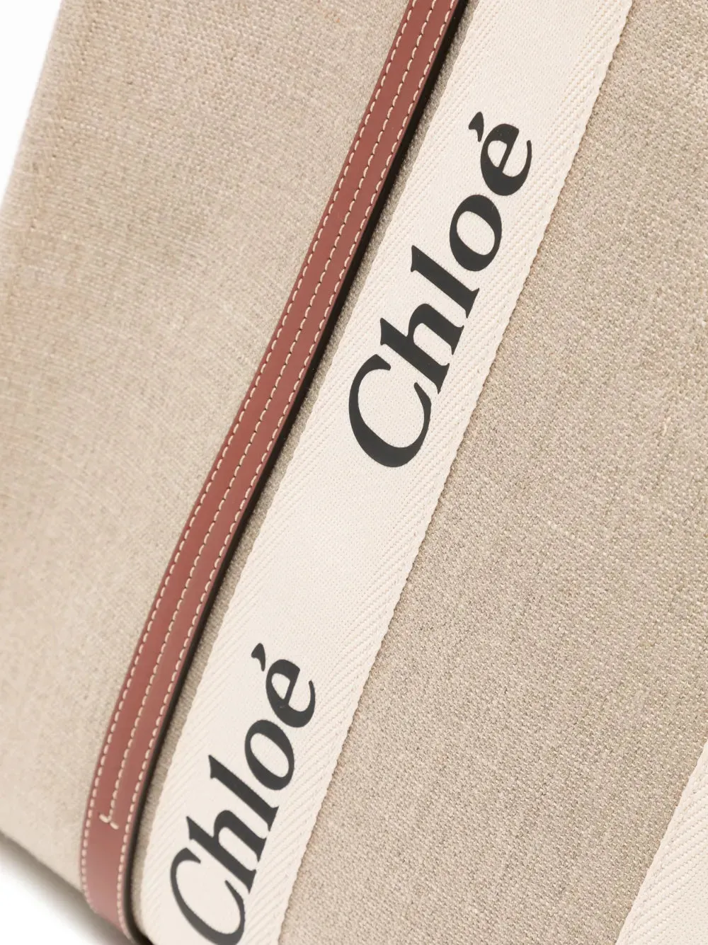 Large Woody Tote Bag in White & Brown