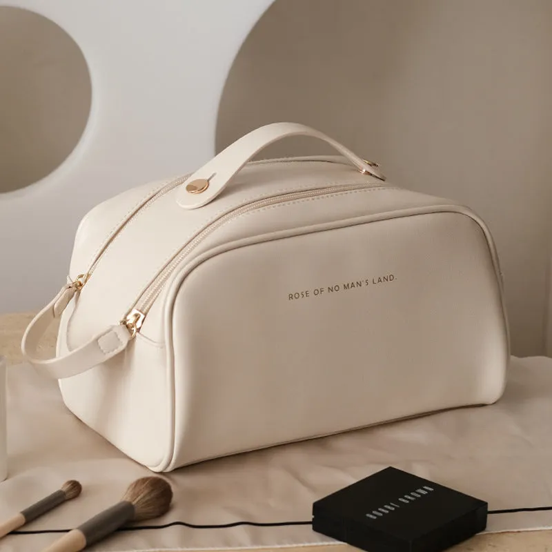 Light Luxury Style Large Capacity Portable Travel Purse High Quality Minimalist Leather Pouch Essential Cosmetic Bag
