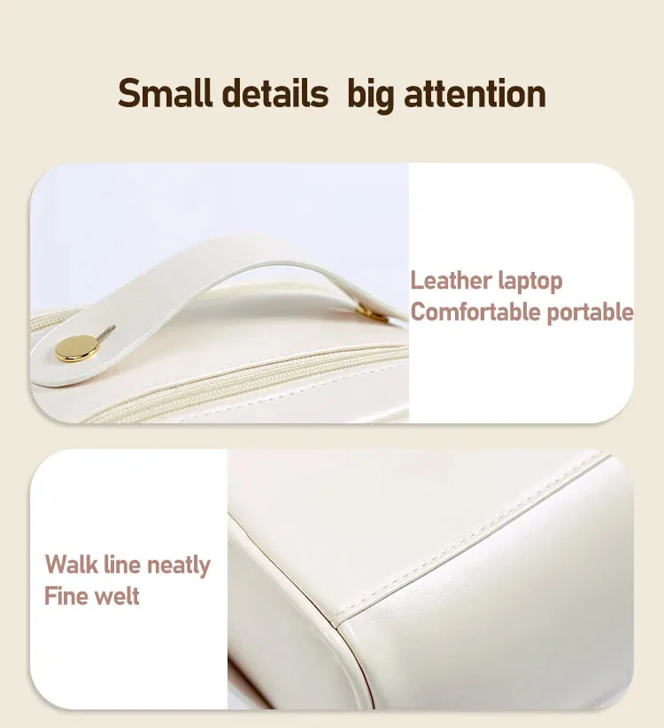 Light Luxury Style Large Capacity Portable Travel Purse High Quality Minimalist Leather Pouch Essential Cosmetic Bag