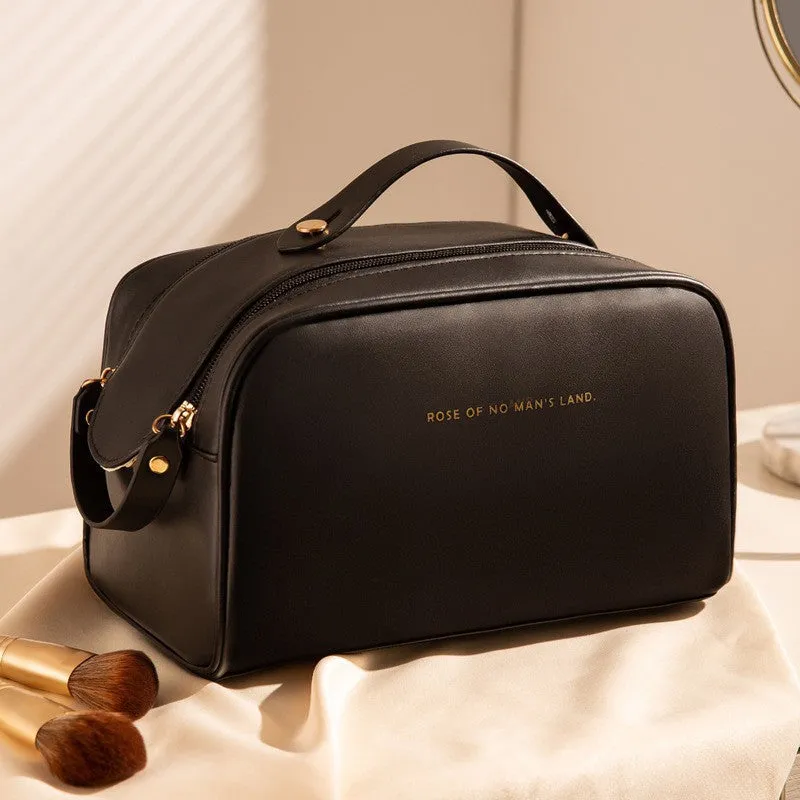 Light Luxury Style Large Capacity Portable Travel Purse High Quality Minimalist Leather Pouch Essential Cosmetic Bag
