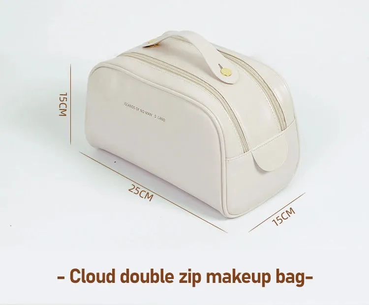 Light Luxury Style Large Capacity Portable Travel Purse High Quality Minimalist Leather Pouch Essential Cosmetic Bag