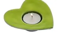Lime Heart Enamelled Aluminium Tealight  Holder
