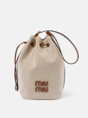 Logo leather-trimmed bucket bag